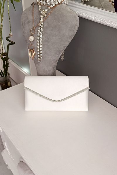 LA CALZATURE Βραδινό φόρεμα Clutch Βραδινή τσάντα με πέτρινο κάλυμμα Mother of Pearl Satin