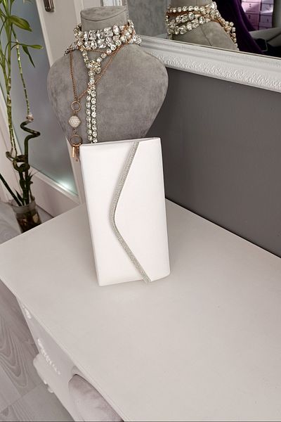 LA CALZATURE Βραδινό φόρεμα Clutch Βραδινή τσάντα με πέτρινο κάλυμμα Mother of Pearl Satin