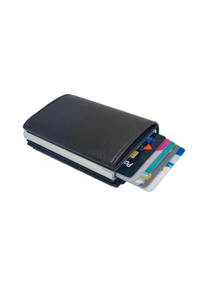 Walle's Polo Vivaldi Rfid Protected Men's Card Holder Wallet with Coin Eyes and Automatic Mechanism with Snap Fasteners