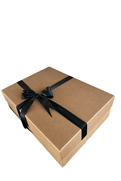grafia grafik fikir ajansı & ofset Siyah Kurdeleli Hediye Kutusu, Kraft Mukav...