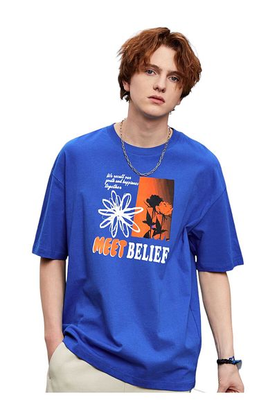 BENROMA 1 προϊόν δώρο για αγορές 6 και άνω Meet Belief Printed Unisex Oversize T-shirt