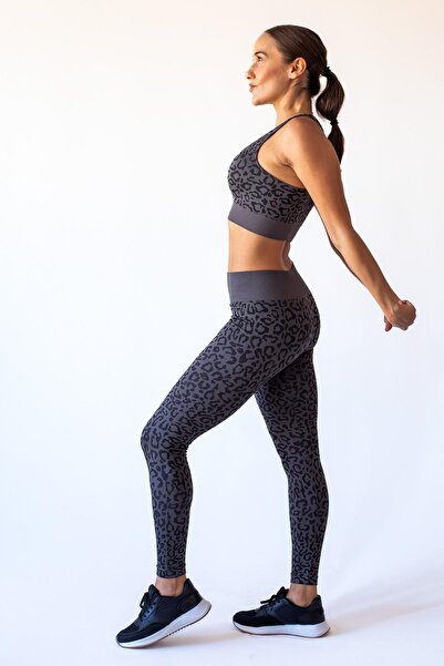 FEELAMORE Seamless Leopar Toparlayıcı Tayt, Spor Tayt