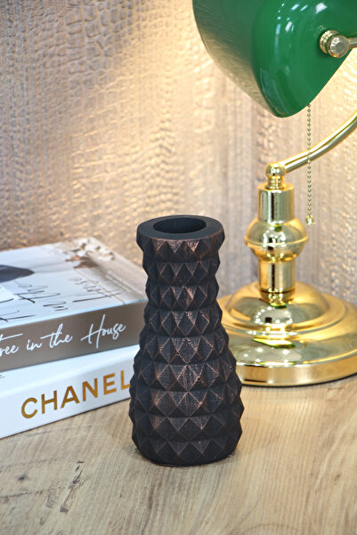 HobiMax Lüx Vintage Beton Vazo Siyah-Bakır Eskitme 19 cm