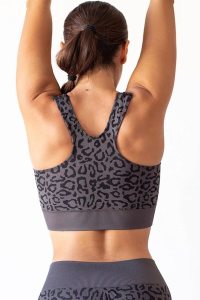 FEELAMORE Seamless Leopard Casual Crop Top, Bustier