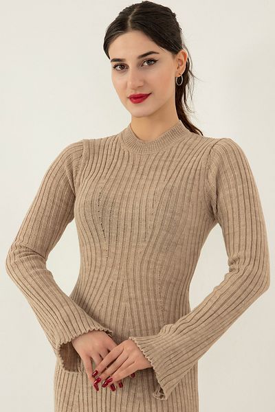 PULLIMM Rochie tricotată Midiboy cu mâneci fante DKS17