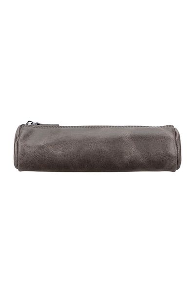 PLM Real Leather Pencil Case, Handmade Zippered Case, Effect Tan
