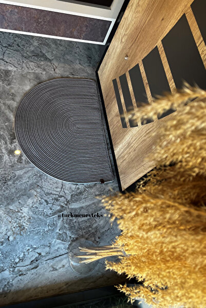 Türkmen Ev Tekstil Gri Jüt, , Kapı Önü Paspası, Bohem Tarzı Paspas, Yıkanabilir Paspas, Jüt Paspas