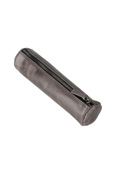PLM Real Leather Pencil Case, Handmade Zippered Case, Effect Tan