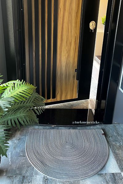 Türkmen Ev Tekstil Gray Jute,, Door Mat, Bohemian Style Mat, Washable Mat, Jute Mat