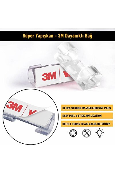BarkoFix Kablo Sabitleyici Klipsler 60 Adet Kablo Düzenleyici Duvar Fayans Cam Kablo Tutucu Yapışkanlı Ürün