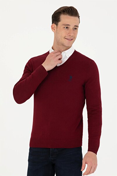 U.S. Polo Assn. Ανδρικό πουλόβερ Claret Red Basic