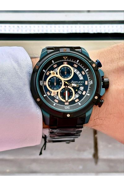 Ferrucci Men's Multifunctional Metal Band Wristwatch