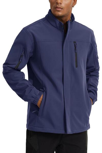 GHASSY CO. Ghassy Co. Men's Stand Collar Water and Windproof Softshell Jacket with Fleece Inside