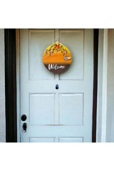 Mixperi Orange Brown Welcome Hand Painted Door Ornament