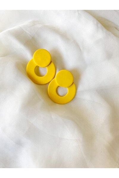 TREND Yellow Classic Model Round Polymer Earrings