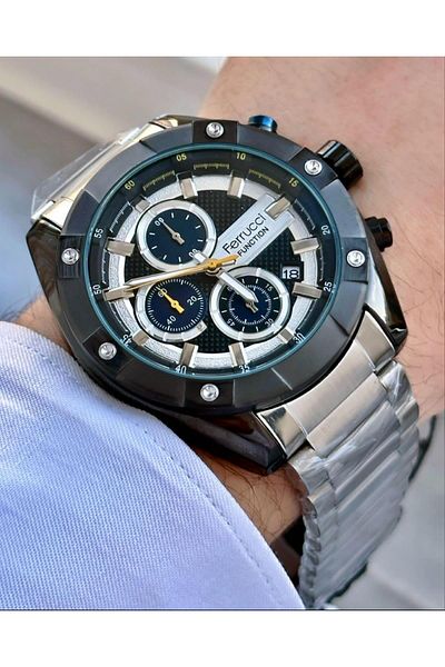 Ferrucci Men's Multifunctional Metal Band Wristwatch
