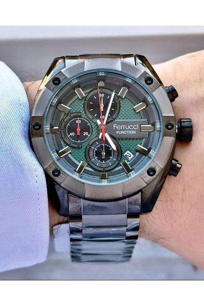 Ferrucci Men's Multifunctional Metal Band Wristwatch