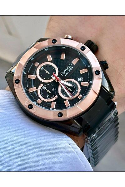 Ferrucci Men's Multifunctional Metal Band Wristwatch