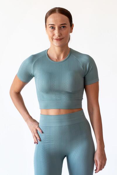 FEELAMORE Active Dikişsiz Desenli Crop Top, Büstiyer Tshirt