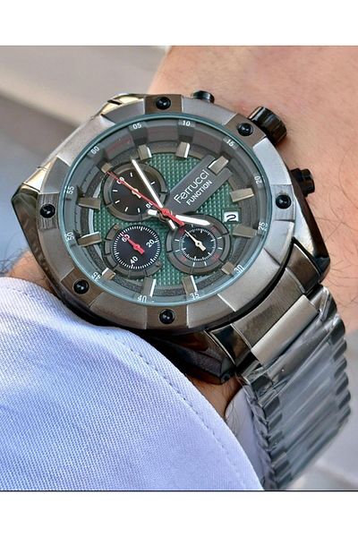 Ferrucci Men's Multifunctional Metal Band Wristwatch