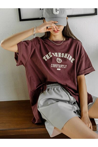 Tarzsokak Γυναικείο μπλουζάκι καφέ The Sun Shine Crew Neck