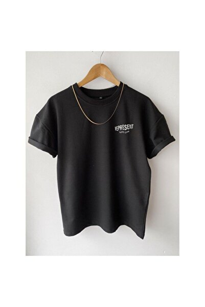 Tarzsokak Μπλουζάκι Unisex Black Represent Printed Oversize Crew Neck T-shirt