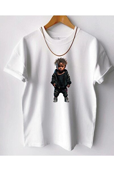 Adrift Чоловіча біла футболка з великим коміром та великим принтом