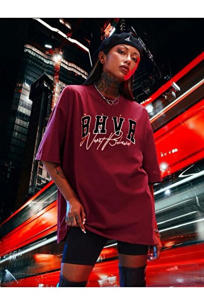 Tarzsokak Дамска блуза с обемна яка и принт в бордо цвят