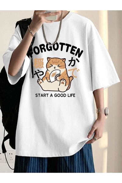 Tarzsokak Μπλουζάκι Unisex White Forgotten Oversize Crew Neck