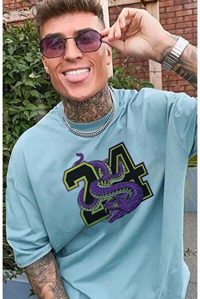 Adrift Чоловічий Turkuaz Braynt 24 з принтом Oversize велосипедний комір коро...