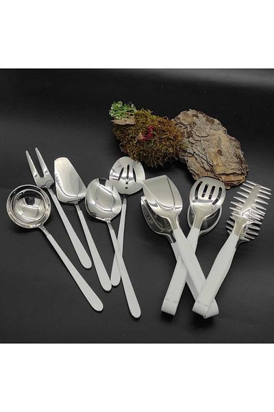 BRONDOFF 8 Piece White Steel Table Sauce Set