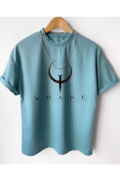 Adrift Muška tirkizna majica Quake Štampano