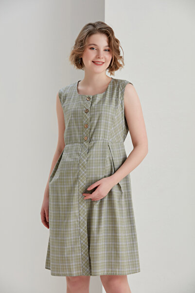 Entarim Maternity Dress Plaid