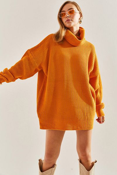 Bianco Lucci Women's Turtleneck Braided Knitwear Sweater