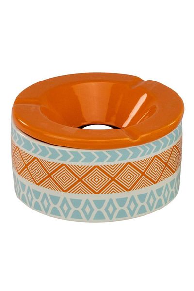ANGELO Saloon Ceramic House Ashtray Pattern Orange 14cm