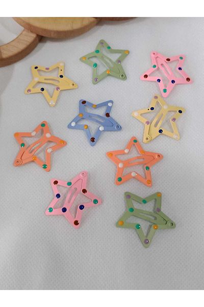 MİNAHOBİ 10 bucăți acoperire colorată - cataramă snap de 3 cm (stea)