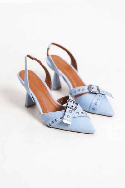 ZİESCE STILETTO CU TOC CU CATARAMĂ ALBASTRU Gheață