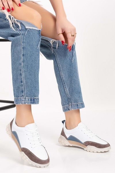 Gondol Pantofi sport de zi cu zi, groși, din piele naturală yt.2403 - Alb - 37
