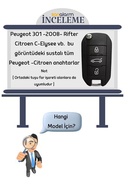 sarıalarm بيجو 508- 2008 ريفتر 3 زر التحكم باللون الأخضر