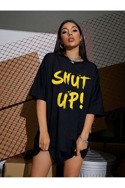 MOONBULL Unisex oversize tričko s potiskem Shut Up