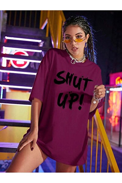 MOONBULL Unisek Oversize Shut Up Baskılı majica