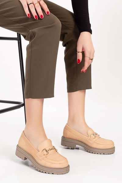 Gondol Pantofi Oxford ușori din piele naturală cu talpă groasă anl.2491 - bej - 36