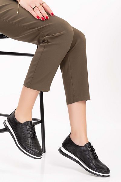 Gondol Pantofi din piele naturala - Negri - Lungime 39 cm