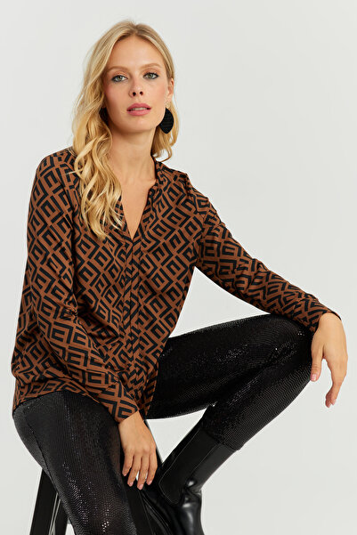 Cool & Sexy Bluză neagră cu decolteu în V pentru femei AYD258