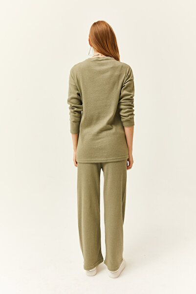 Olalook Dámský světlý khaki spodní díl žebrovaný tlustý žebrovaný oblek TKM-19000242