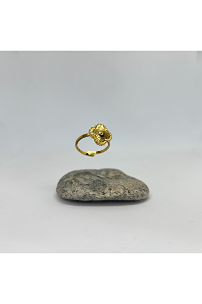 EleganceEssence Yonca Altın Çelik Yüzük