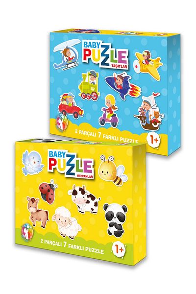 MERT BEBEK Baby Puzzle Animals - Baby Puzzle Vehicles Set of 2