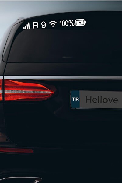 Hellove Renault R 9 Sticker Telefon Şarj Wifi Batarya Şebeke Cam Oto Sticker 40x4cm Beyaz Uyumlu