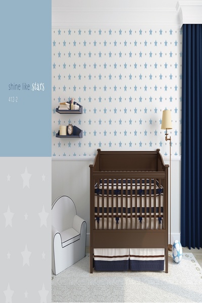 Milky Baby Zümrüt Kids 412-2 Açık Mavi Gri Yıldız Çocuk Duvar Kağıdı 5,33 M²