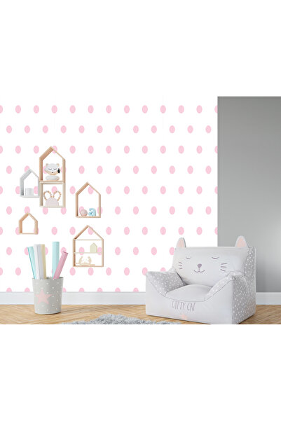 Milky Baby Zümrüt Kids 407-3 Pembe Puantiye Desenli Çocuk Duvar Kağıdı 5,33 M²